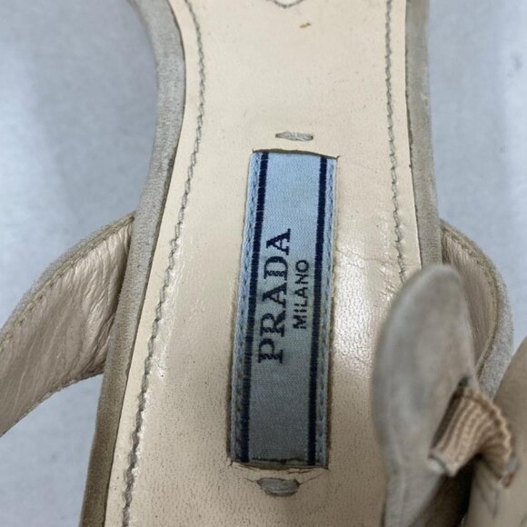 Prada Suede Platform Sandal (Women) | Nordstrom Prada Beige Suede Platform Sandals – Crisscross Straps, Gold Buckle, Size 6.5